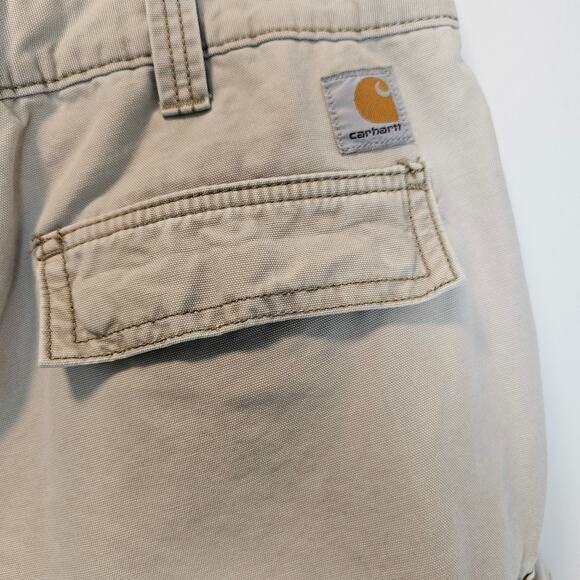 Carhartt Men's Cargo Pockets Beige Relaxed Fit Cotton Shorts 38 Waist 10" Inseam - Picture 3 of 10